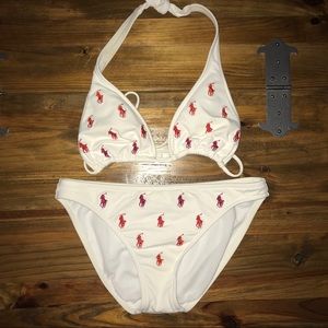 💜Ralph Lauren White Ombré logo Bikini XS